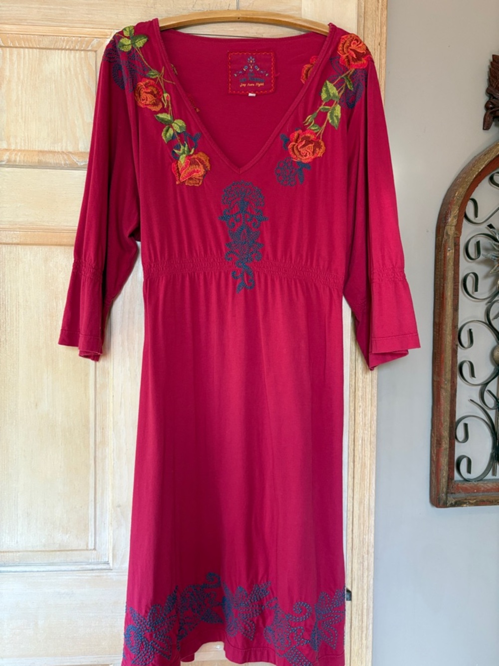 Johnny Was Pink Embroidered Dress Size 3X